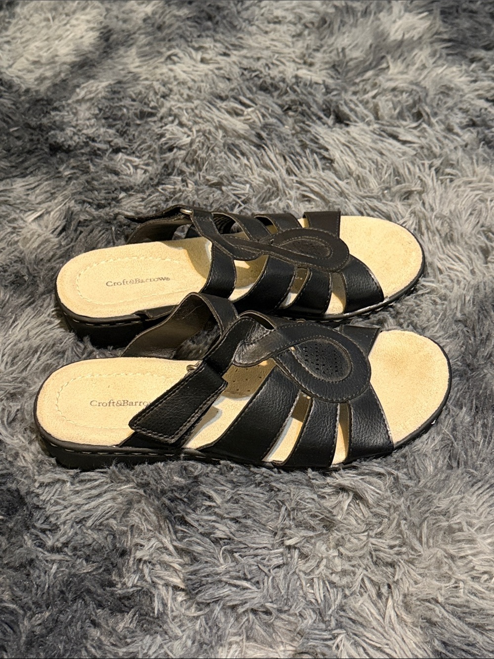 croft & barrow Black Multi-Strap Slide Sandals